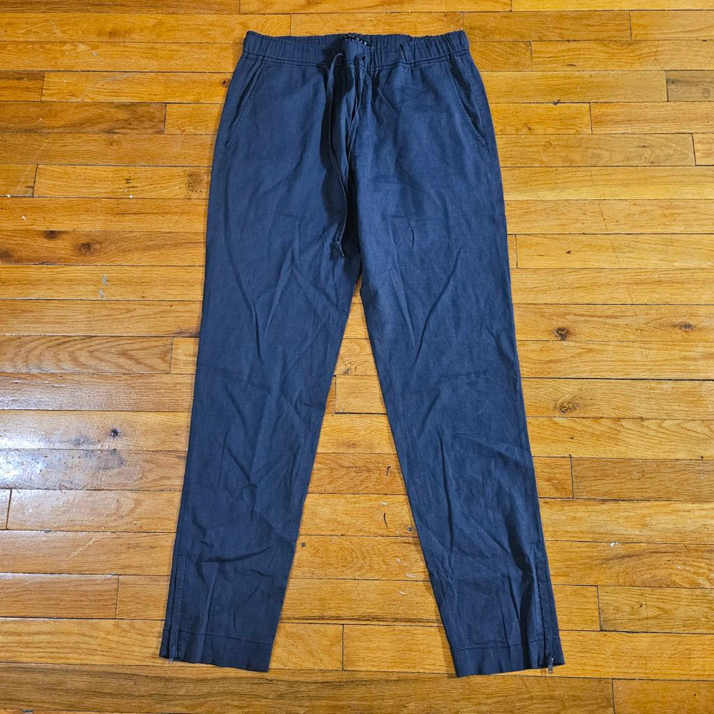 Theory Women's Linen Blend Pull On Pants Blue Size Small